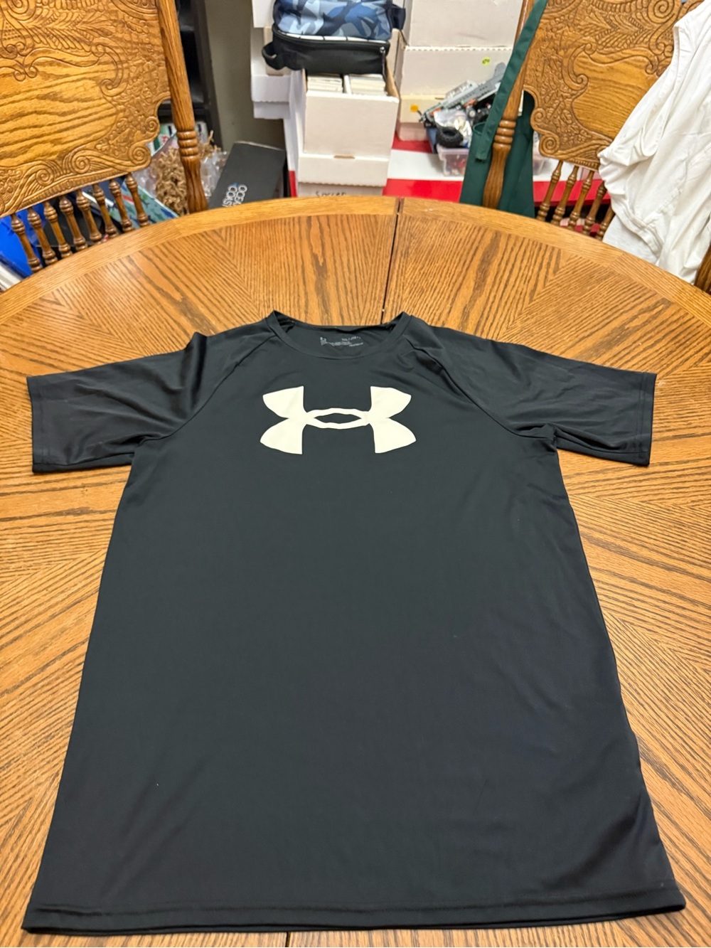 Under Armour Black Short-Sleeve Tee with White Logo